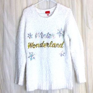 ⭐️ Joyland fluffy white eyelash sweater Winter Wonderland bling M